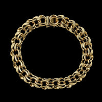 14K Yellow Gold Estate Double Link Charm Bracelet