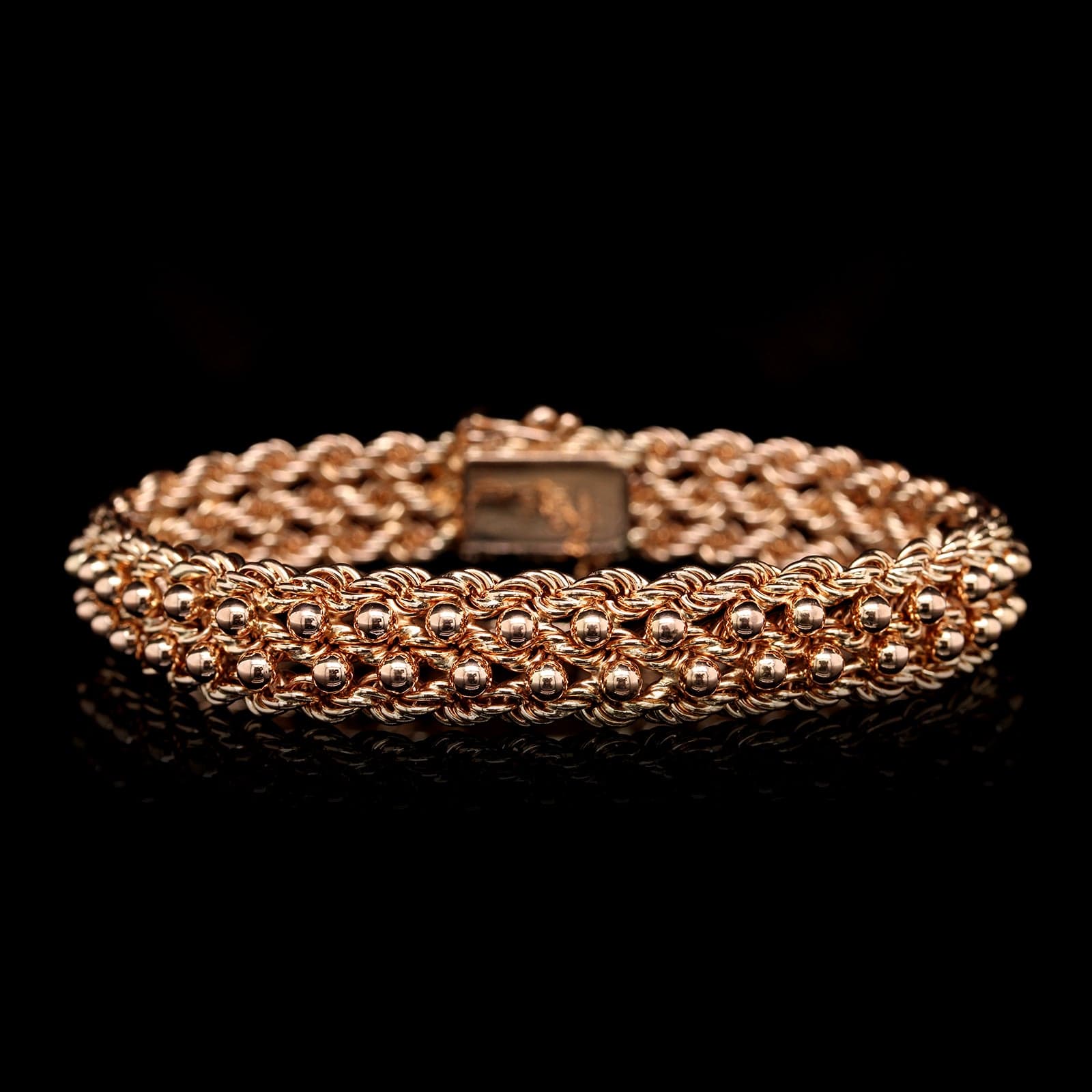 18K Rose Gold Estate Fancy Link Bracelet