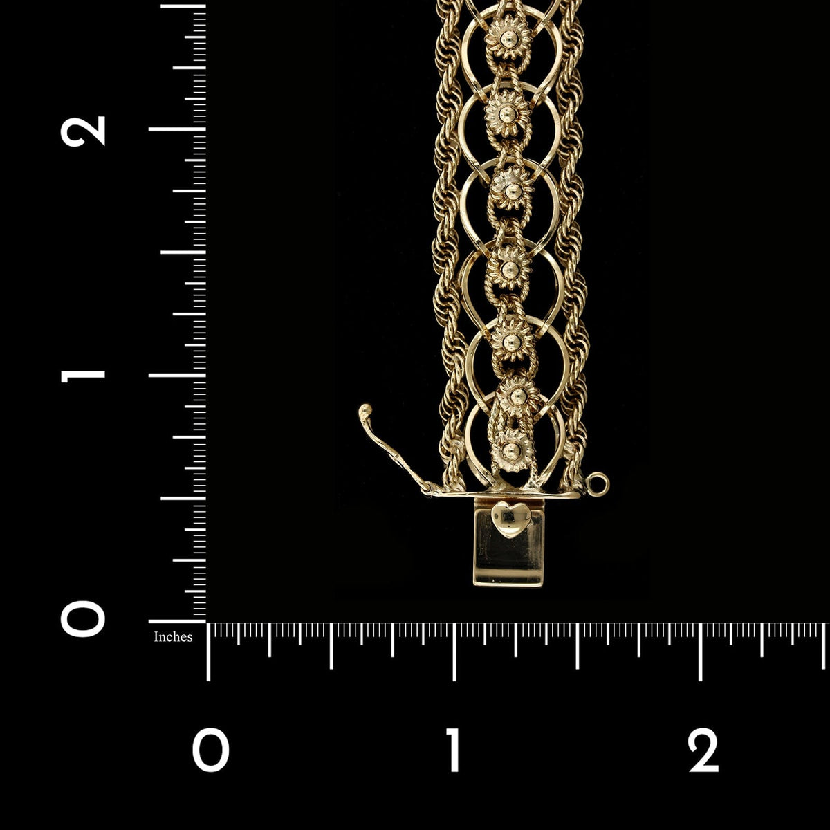 14K Yellow Gold Estate Fancy Link Charm Bracelet