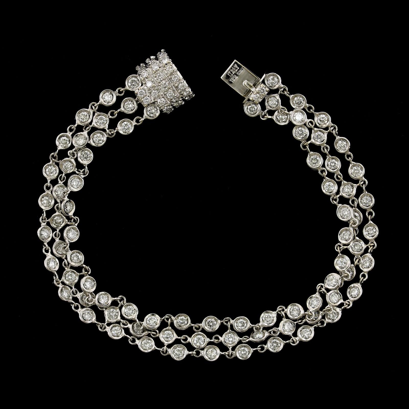 18K White Gold Estate Diamond Bracelet