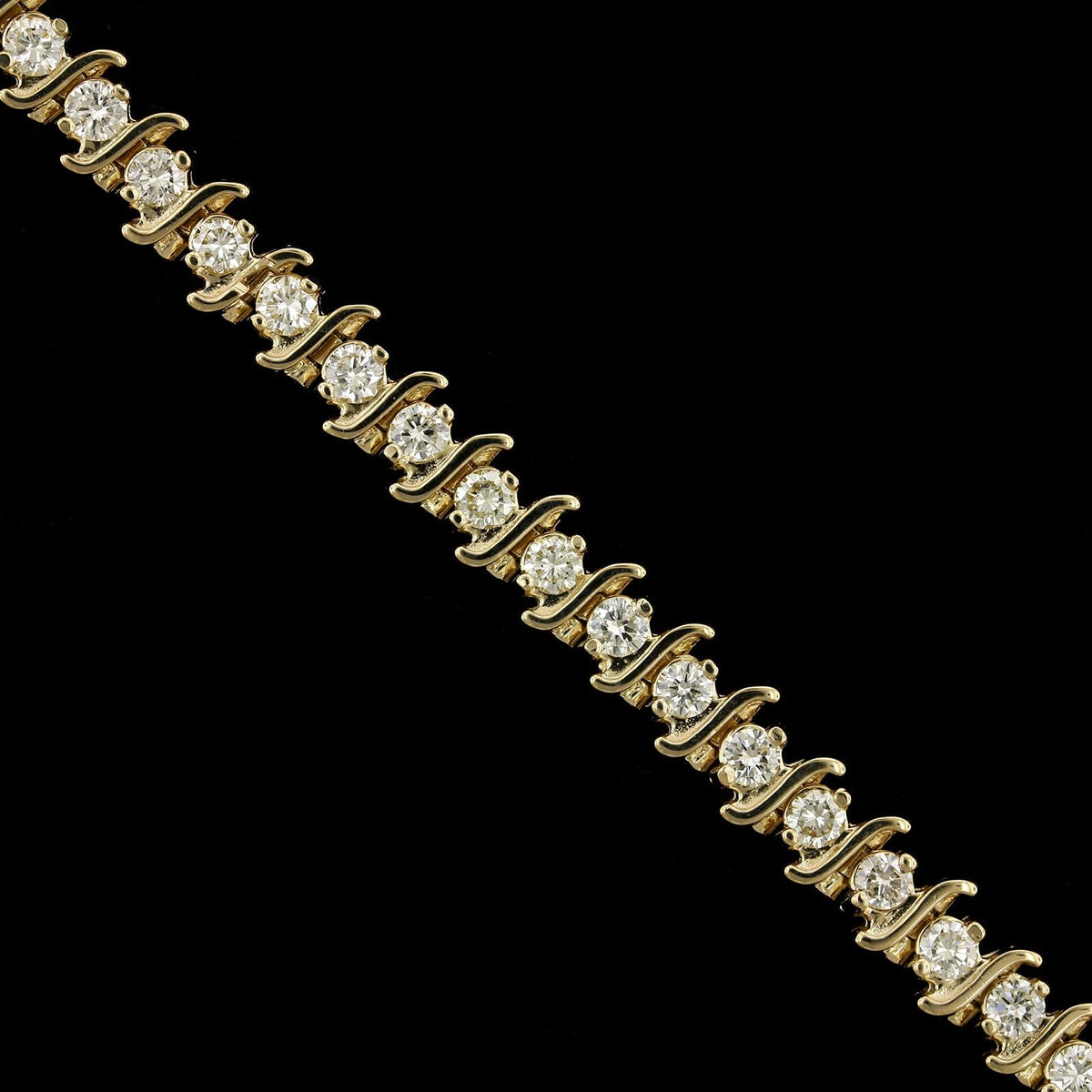 14K Yellow Gold Estate Diamond Tennis Bracelet