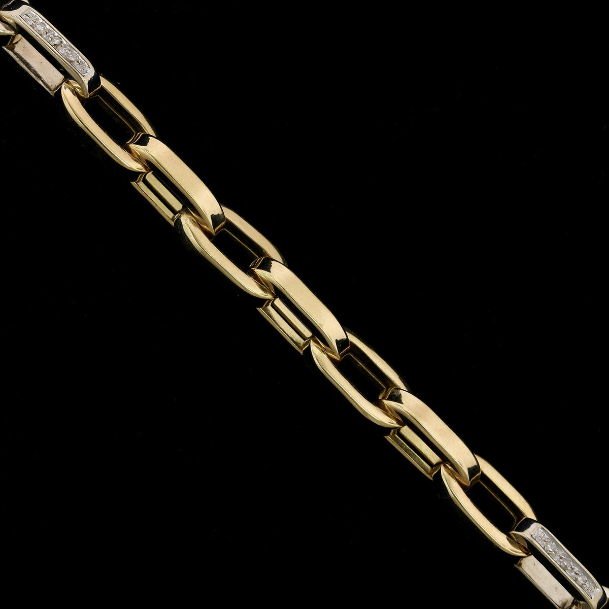 14K Two-tone Gold Estate Oval Link Bracelet, 14k yellow and white gold, Long's Jewelers