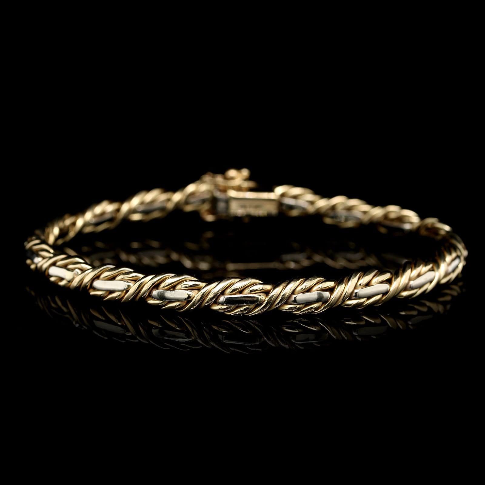 14K Two-tone Gold Estate Fancy Link Bracelet, 14k yellow and white gold, Long's Jewelers