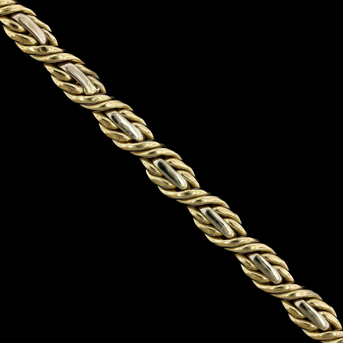 14K Two-tone Gold Estate Fancy Link Bracelet, 14k yellow and white gold, Long's Jewelers