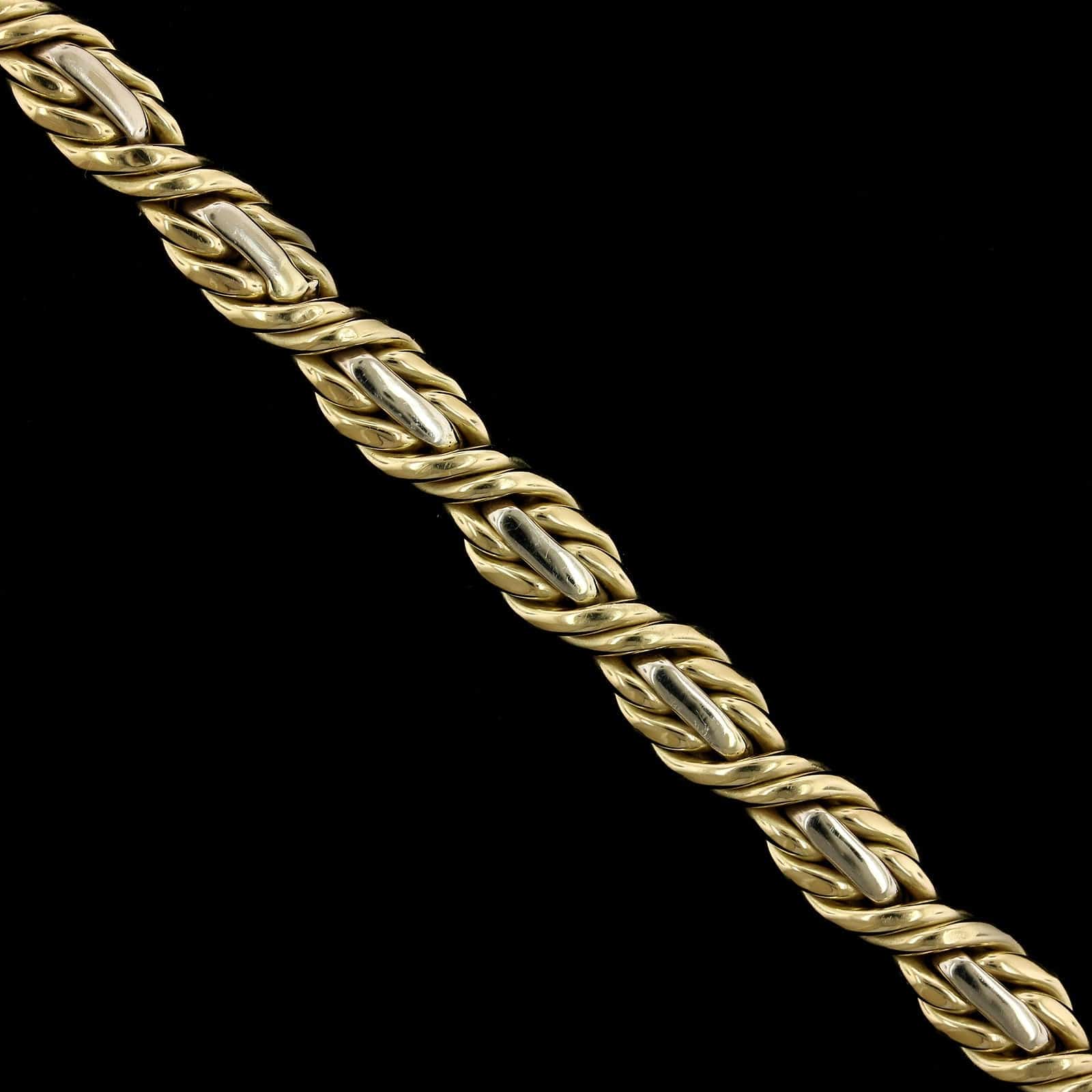 14K Two-tone Gold Estate Fancy Link Bracelet, 14k yellow and white gold, Long's Jewelers