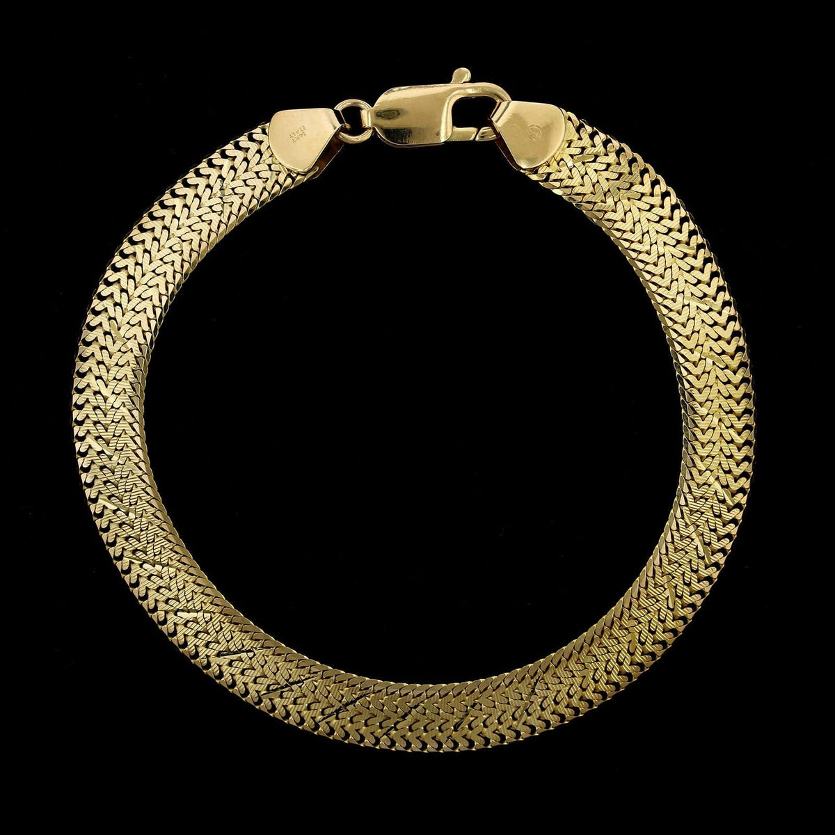 14K Yellow Gold Estate Fancy Flat Link Bracelet, 14k yellow gold, Long's Jewelers