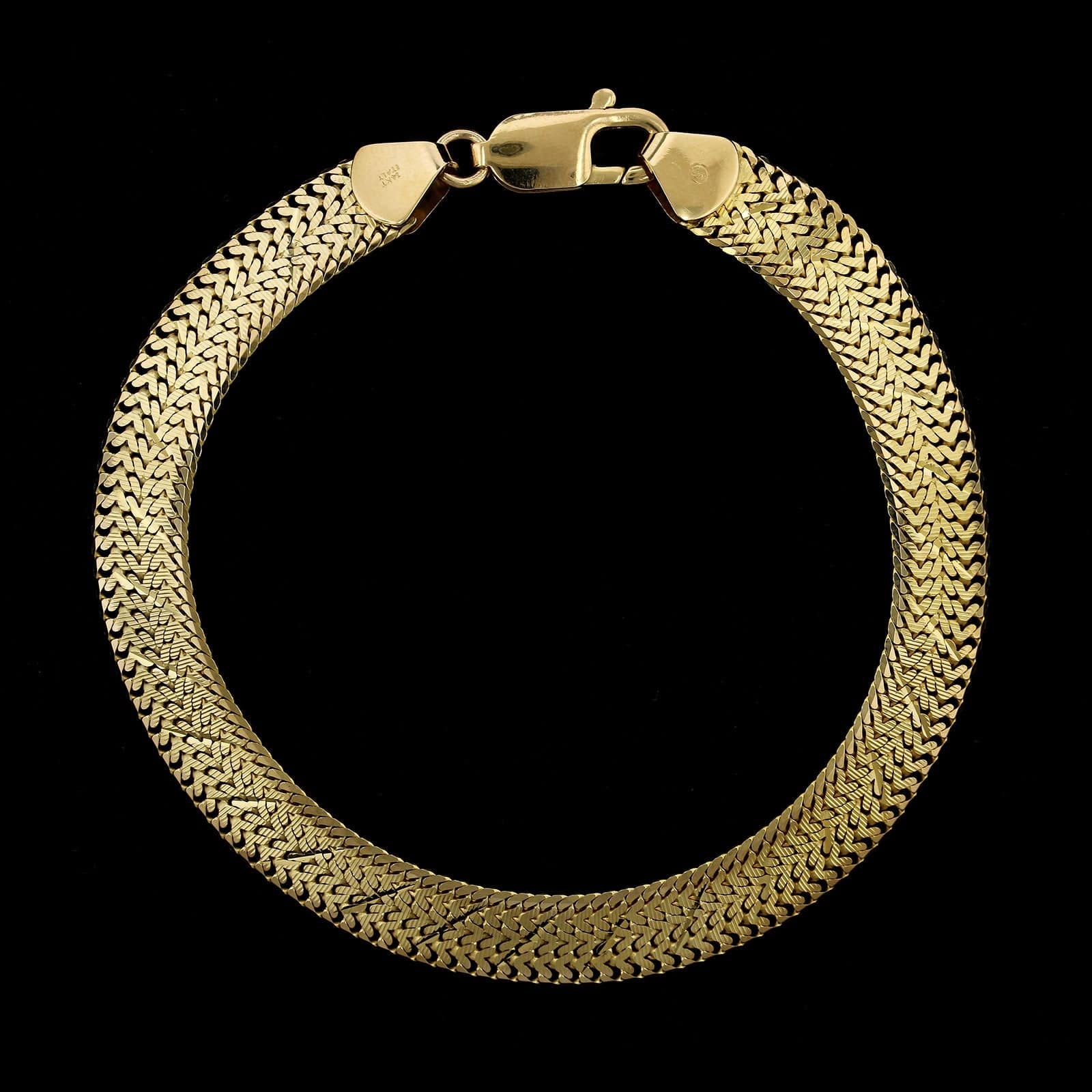 14K Yellow Gold Estate Fancy Flat Link Bracelet, 14k yellow gold, Long's Jewelers