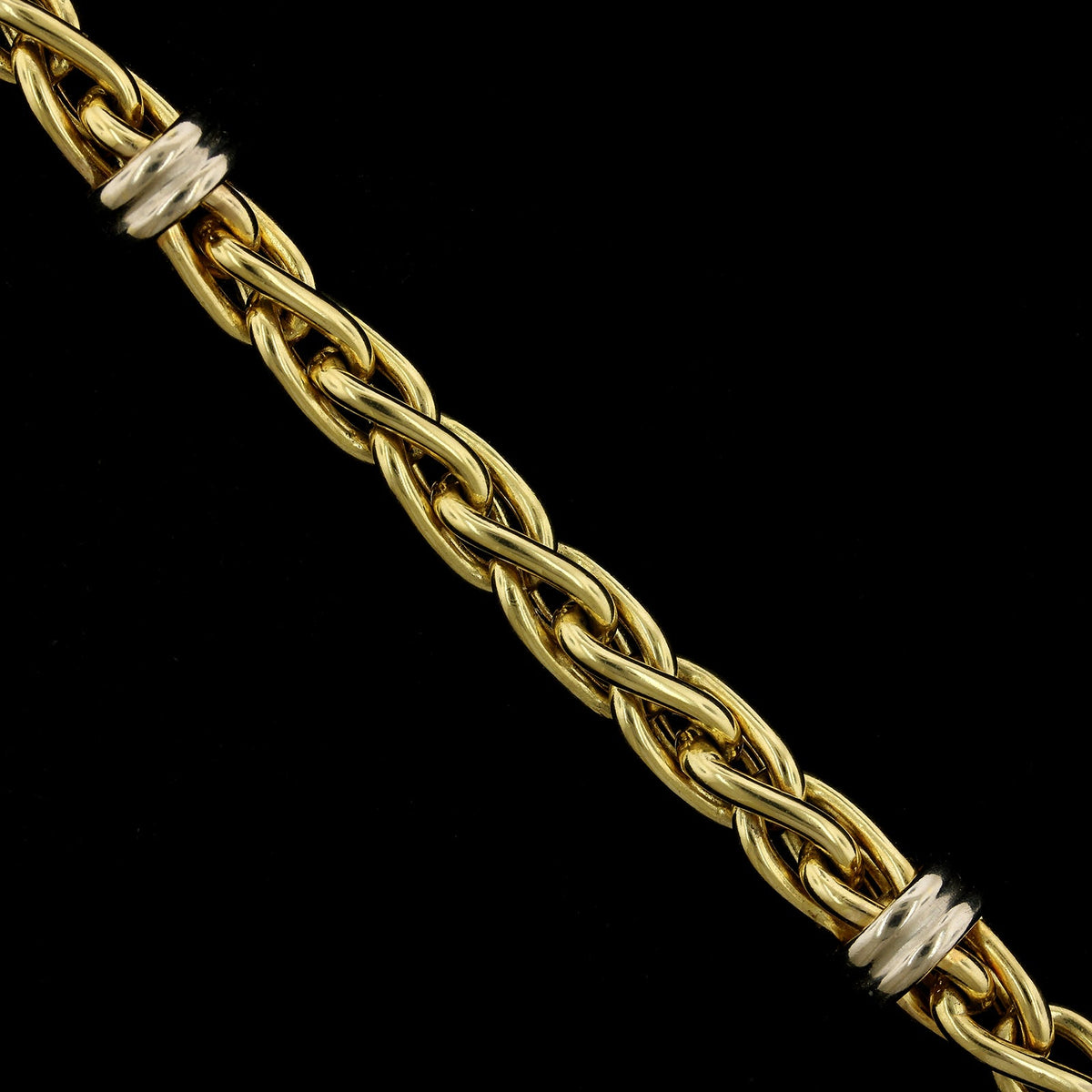 14K Two-tone Gold Estate Fancy Link Bracelet, 14k yellow and white gold, Long's Jewelers