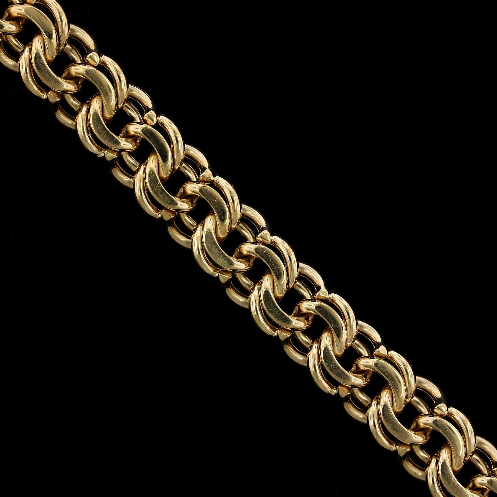 14K Yellow Gold Estate Double Link Charm Bracelet, 14k yellow gold, Long's Jewelers