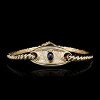 14K Yellow Gold Estate Sapphire and Diamond Bracelet