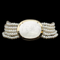 Donna Chambers 14K Yellow Gold Estate Mother of Pearl and Freshwater Cultured Pearl Bracelet
