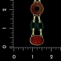 Vintage Walter Lampl 14K Yellow Gold Estate, Carnelian and Dyed Green Chalcedony Bracelet