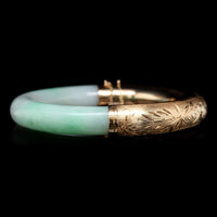 14K Yellow Gold Estate Jadeite Bangle