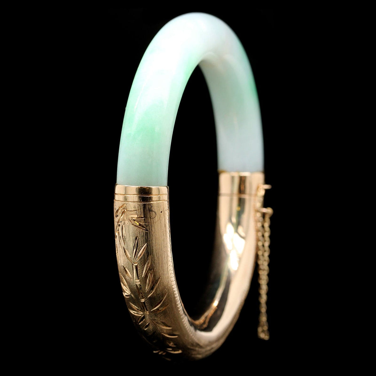 14K Yellow Gold Estate Jadeite Bangle