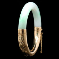 14K Yellow Gold Estate Jadeite Bangle