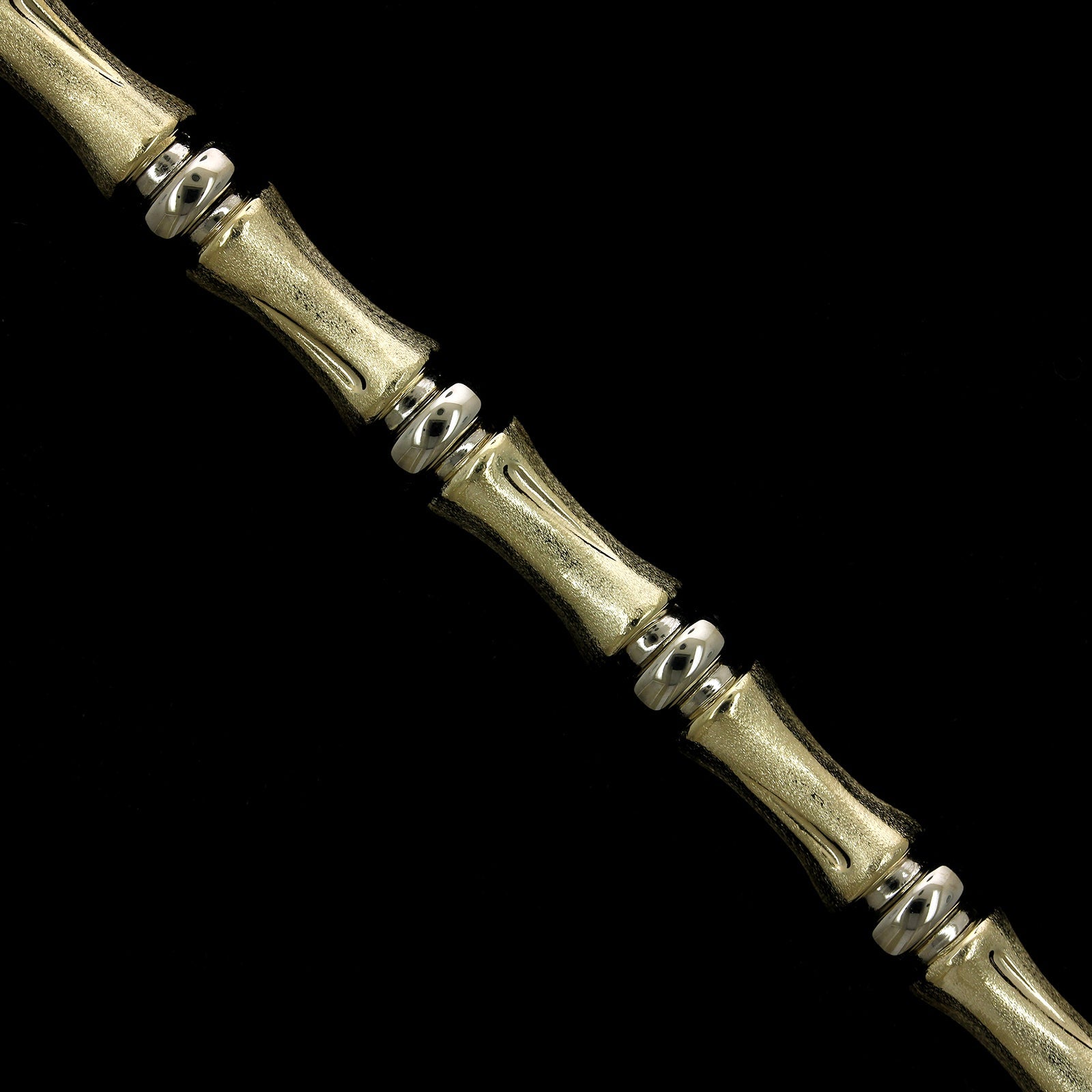 14K Two-tone Gold Estate Bamboo Link Bracelet, 14k two-tone gold, Long's Jewelers