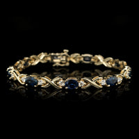 14K Yellow Gold Estate Sapphire Diamond Bracelet