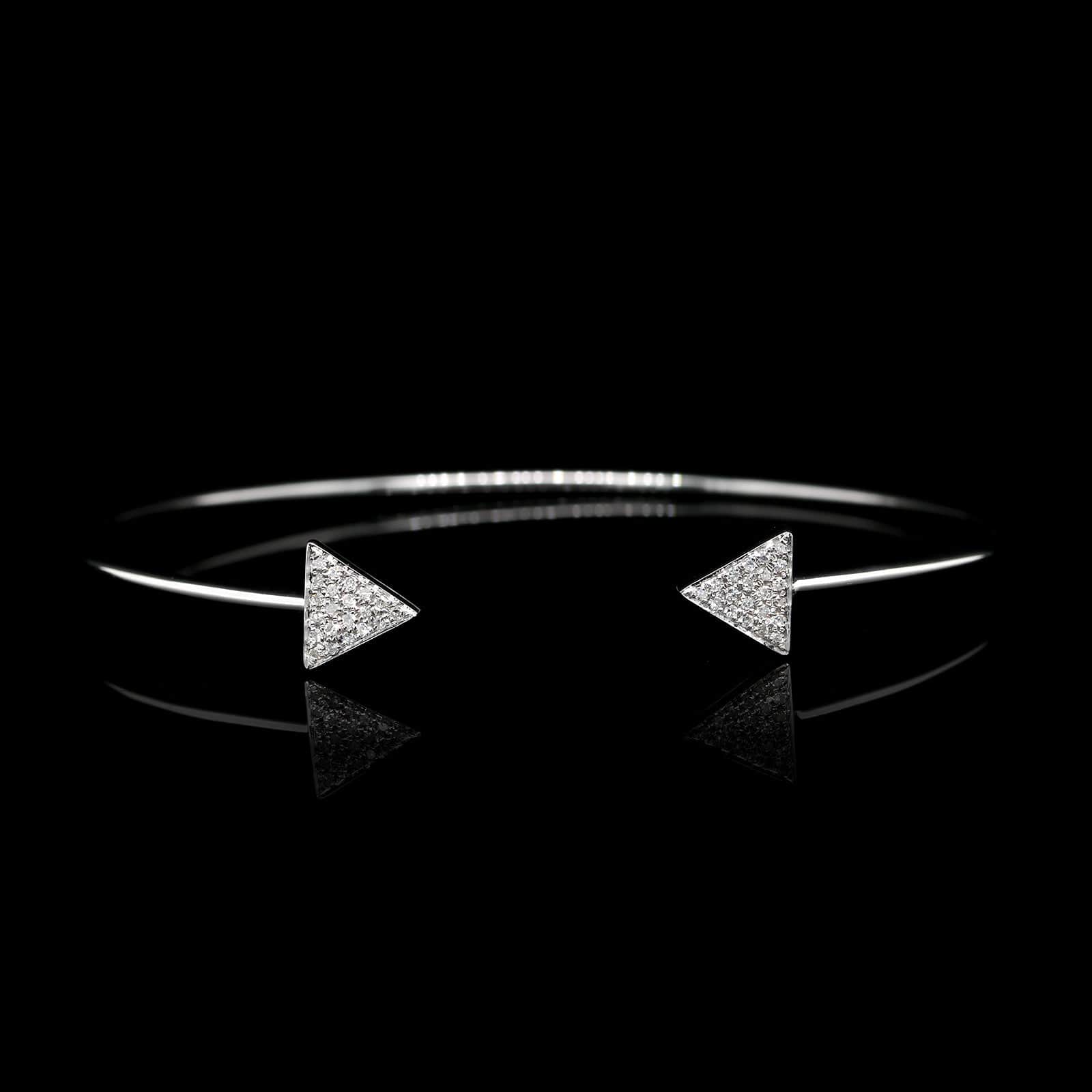 14K White Gold Estate Diamond Bangle Bracelet