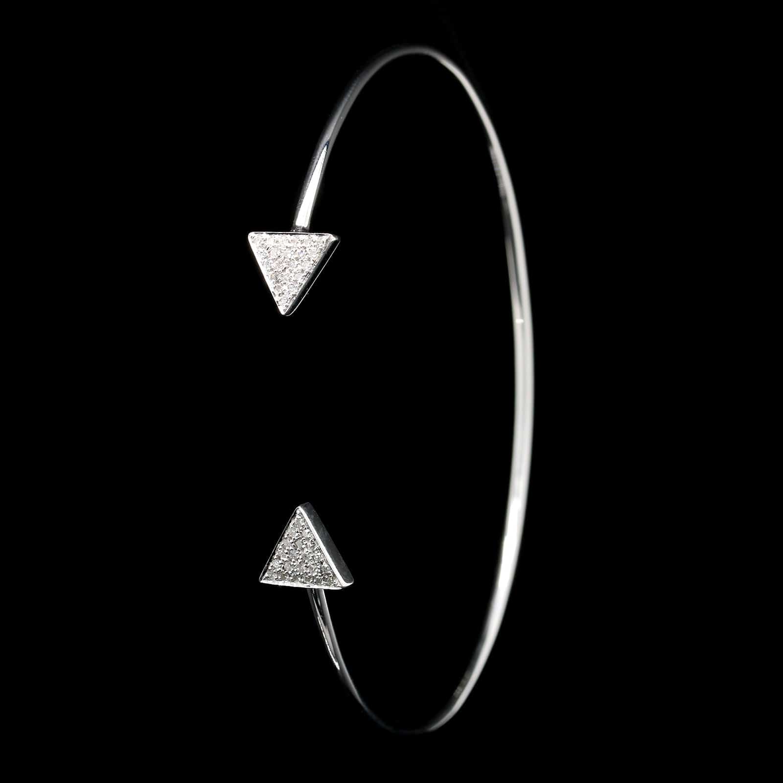 14K White Gold Estate Diamond Bangle Bracelet