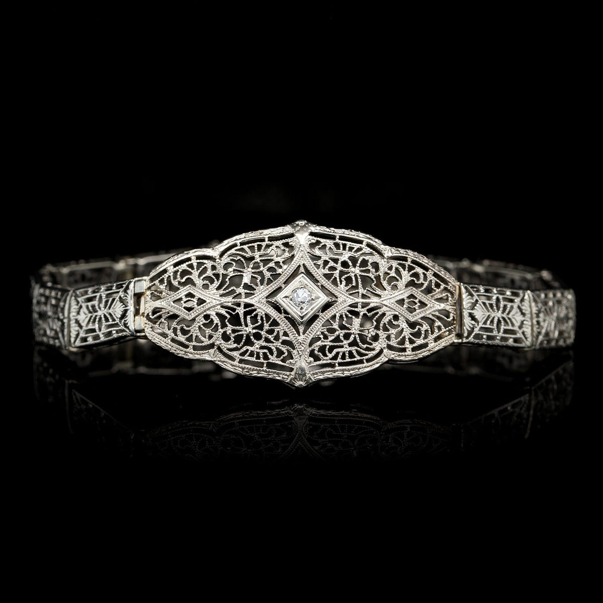 Vintage 14K White Gold Estate Diamond Bracelet