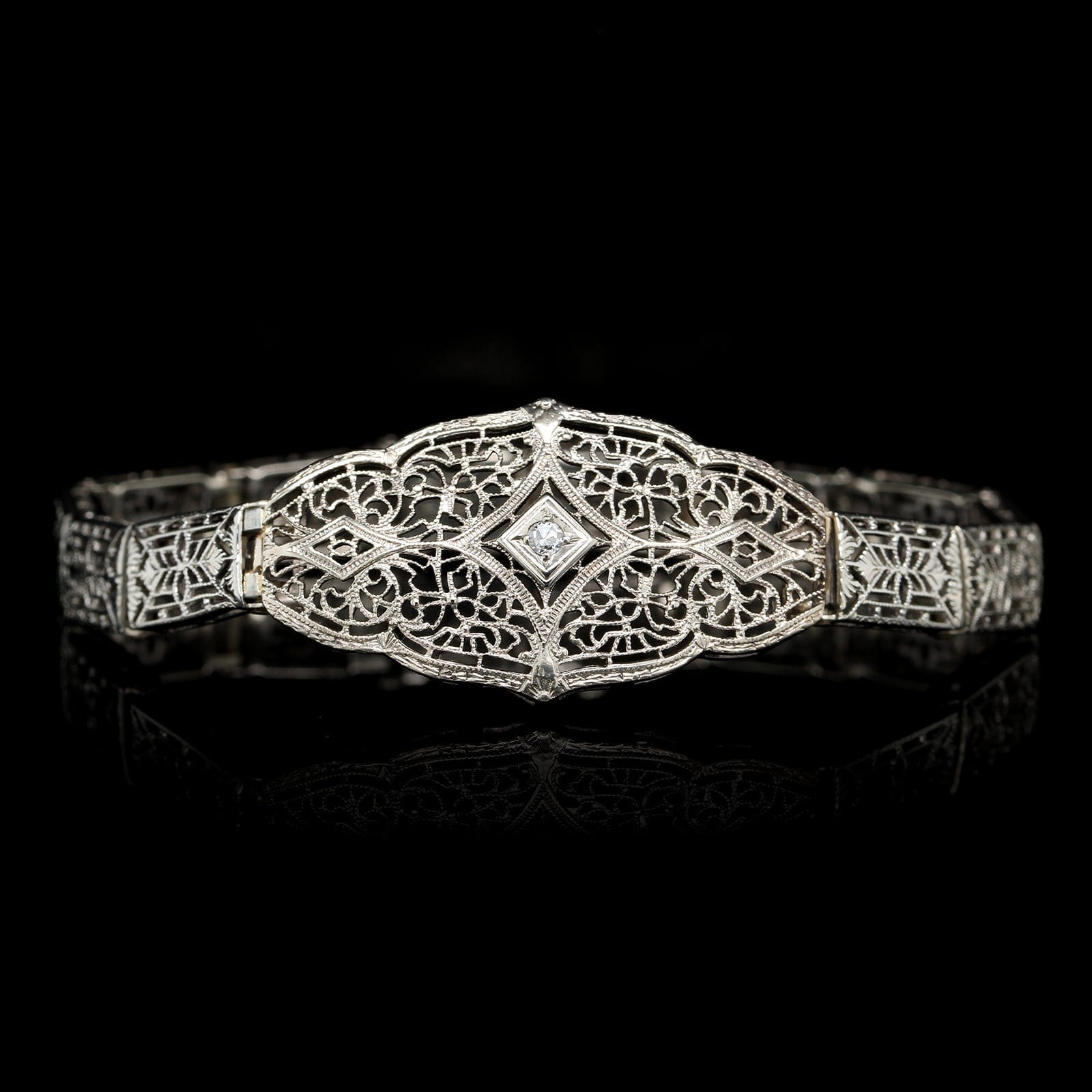 Vintage 14K White Gold Estate Diamond Bracelet