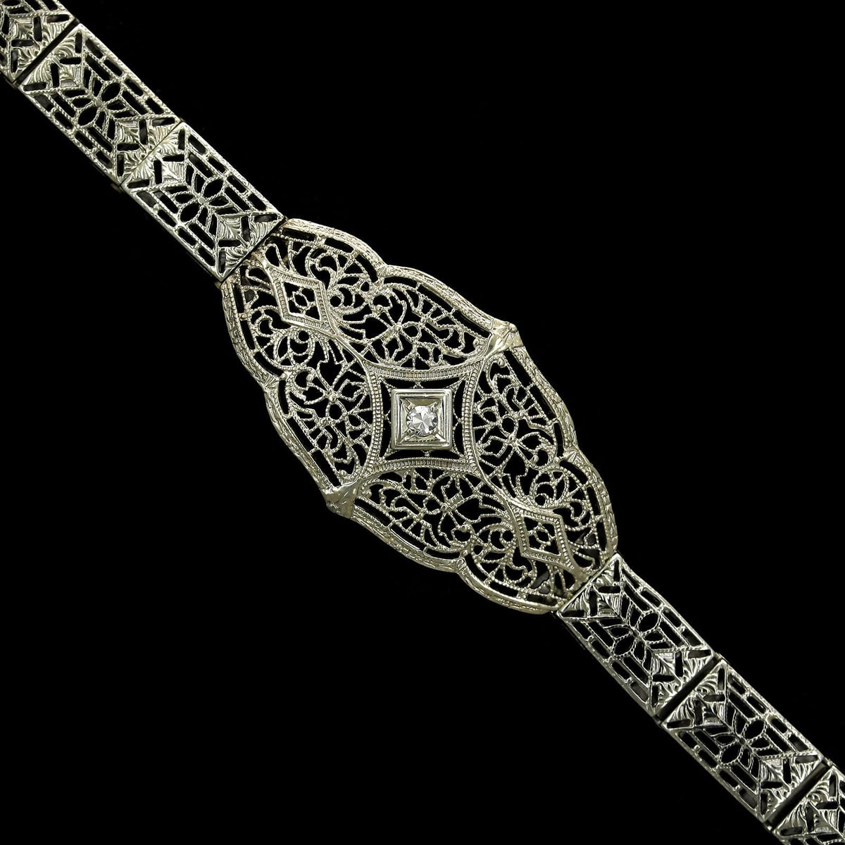 Vintage 14K White Gold Estate Diamond Bracelet