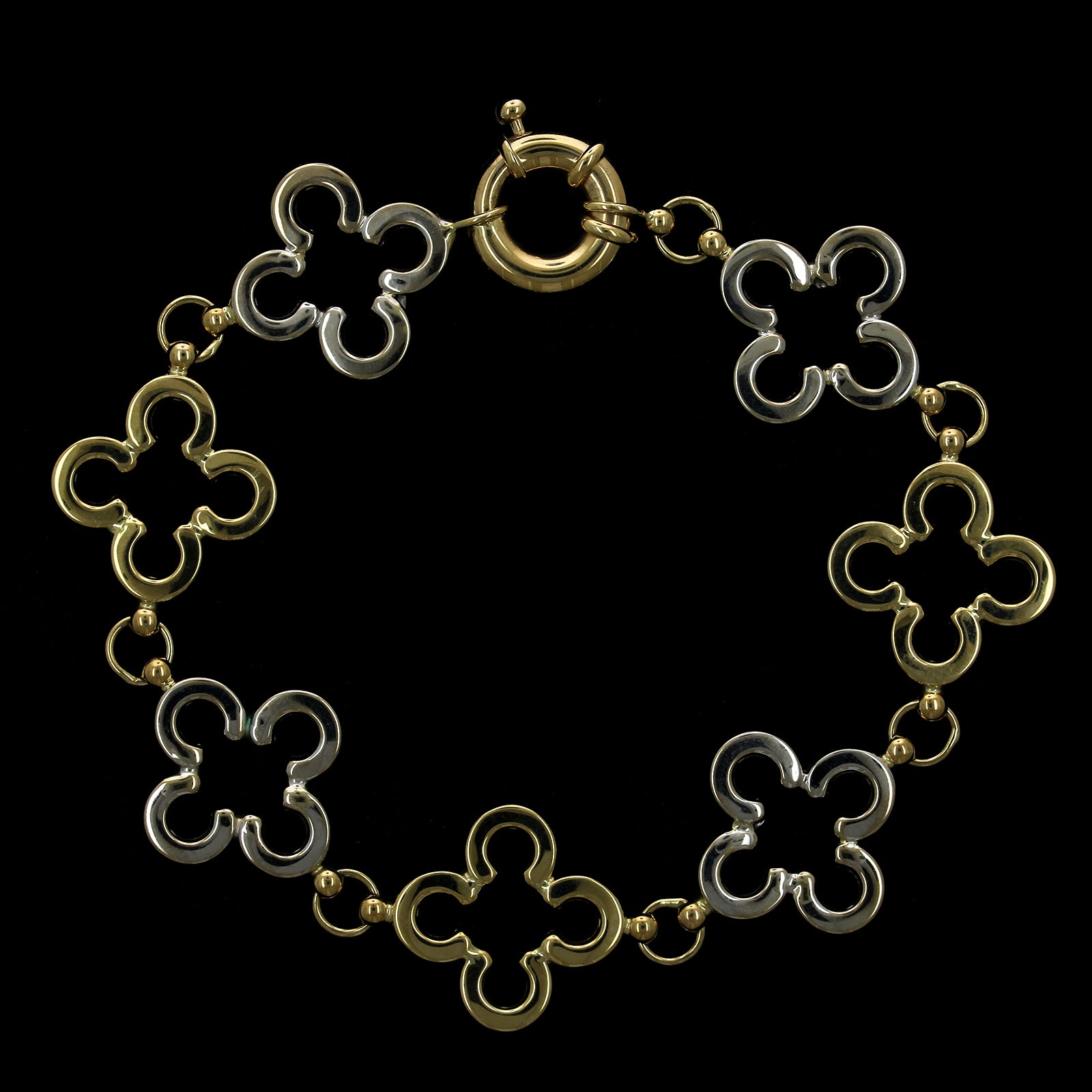 14K Two-tone Gold Estate Clover Bracelet