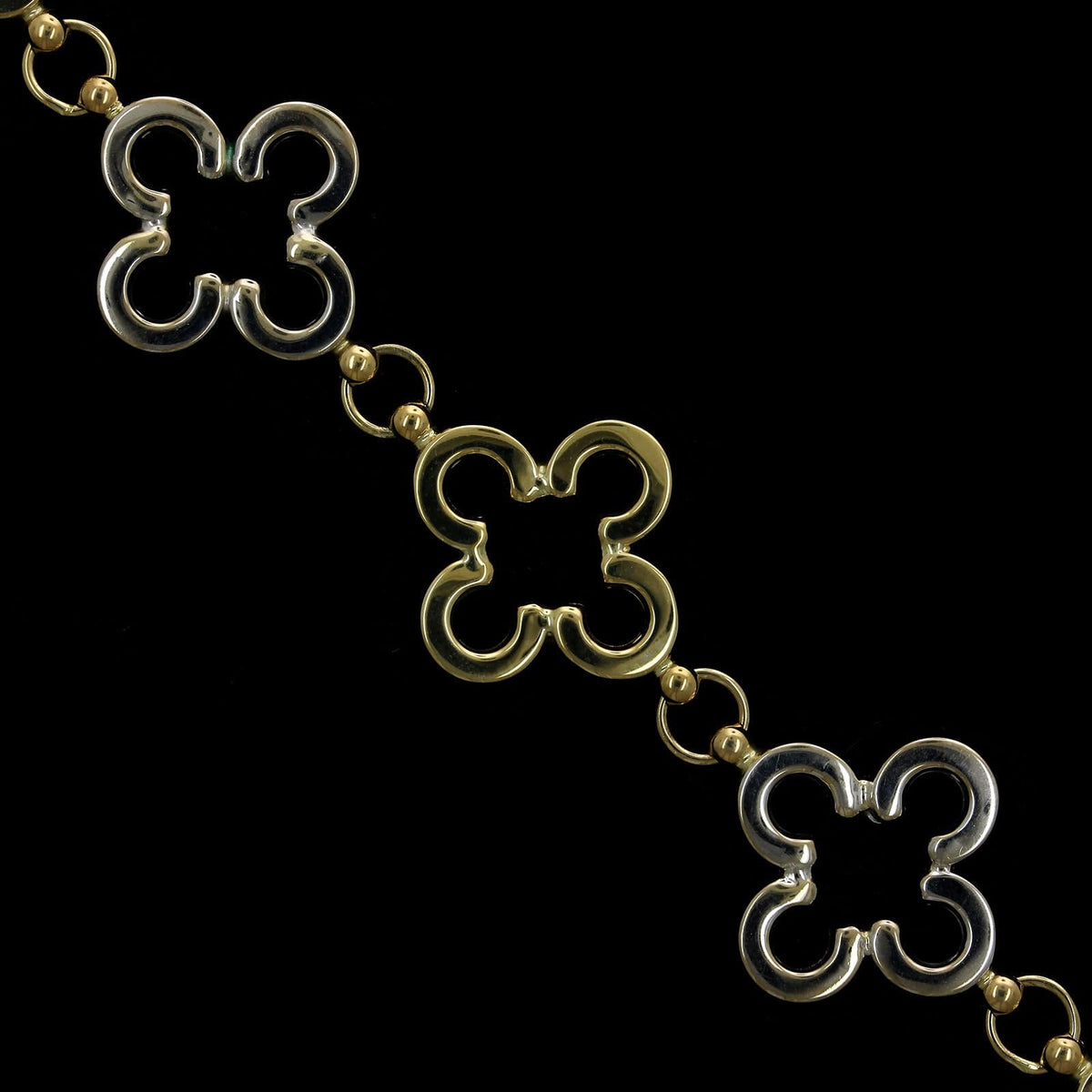 14K Two-tone Gold Estate Clover Bracelet