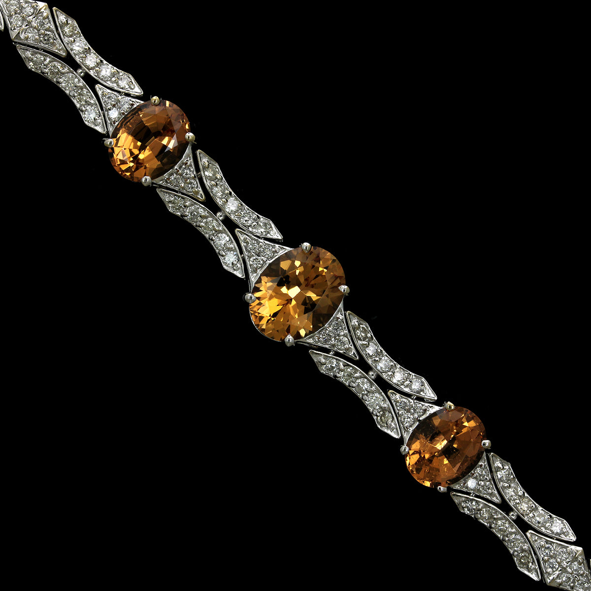 18K White Gold Estate Topaz and Diamond Bracelet
