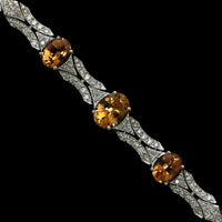 18K White Gold Estate Topaz and Diamond Bracelet