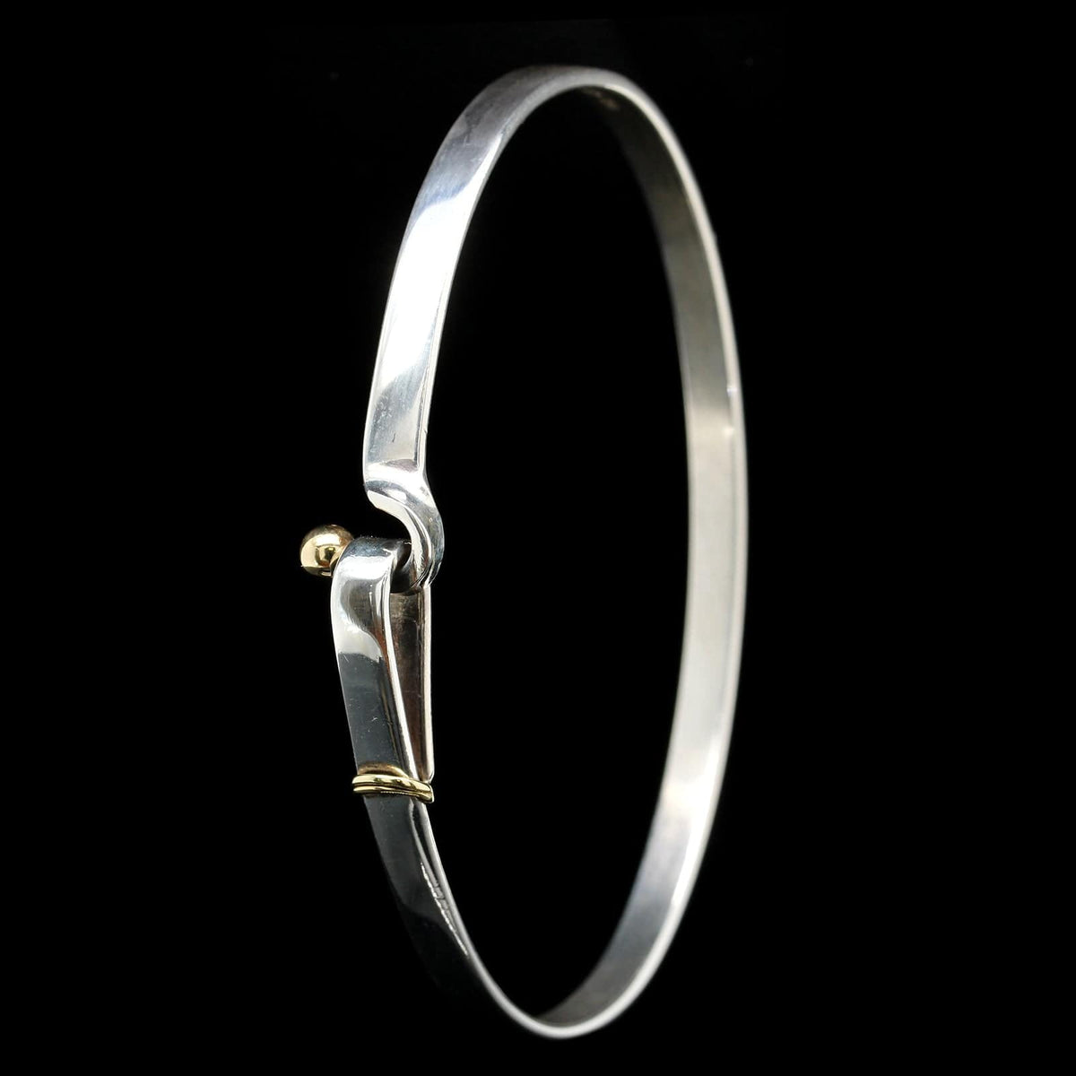 Tiffany & Co Sterling Silver and 18K Yellow Gold Estate Hook and Eye Bangle  Bracelet