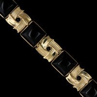 14K Yellow Gold Estate Black Onyx Bracelet