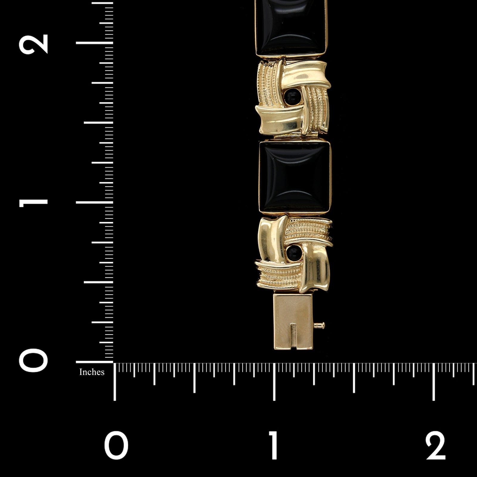 14K Yellow Gold Estate Black Onyx Bracelet
