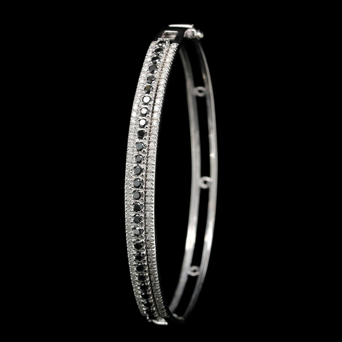 14K White Gold Estate Black Diamond Bracelet