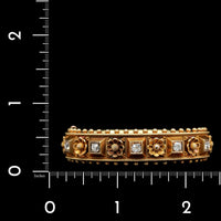 Antique 14K Yellow Gold Estate Etruscan Revival Diamond Bangle