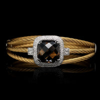 Charriol Stainless Steel and 18K White Gold Diamond and Smoky Quartz Bracelet