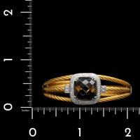 Charriol Stainless Steel and 18K White Gold Diamond and Smoky Quartz Bracelet