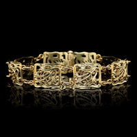 18K Yellow Gold Estate Plaque Link Bracelet
