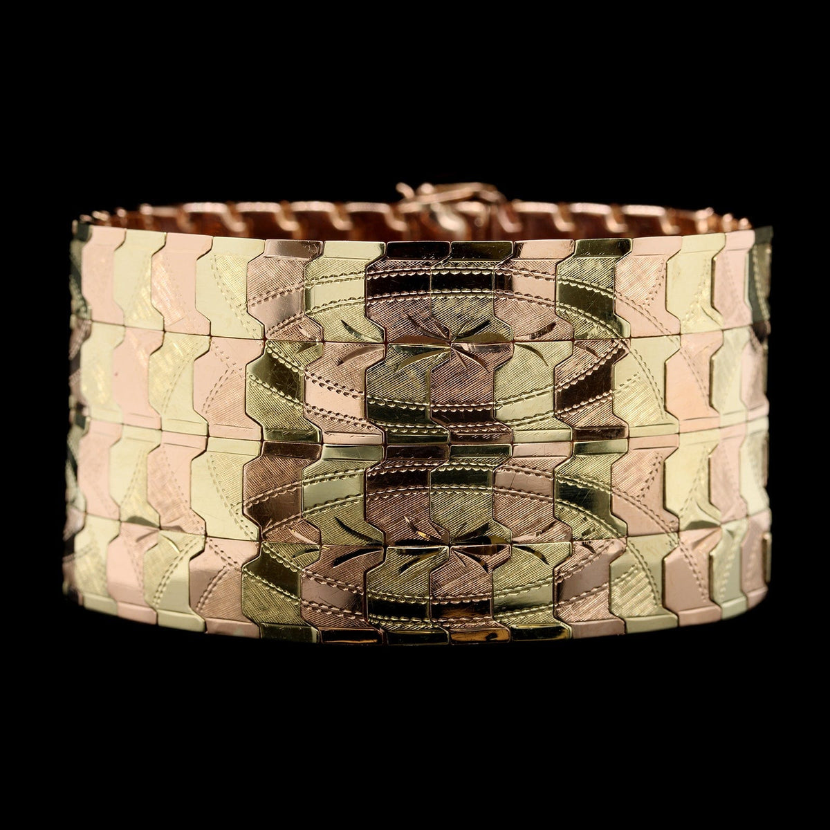 14K Rose and Yellow Gold Wide Link Bracelet