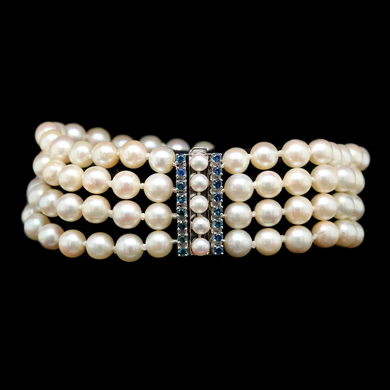 Estate Cultured Pearl and Sapphire Bracelet