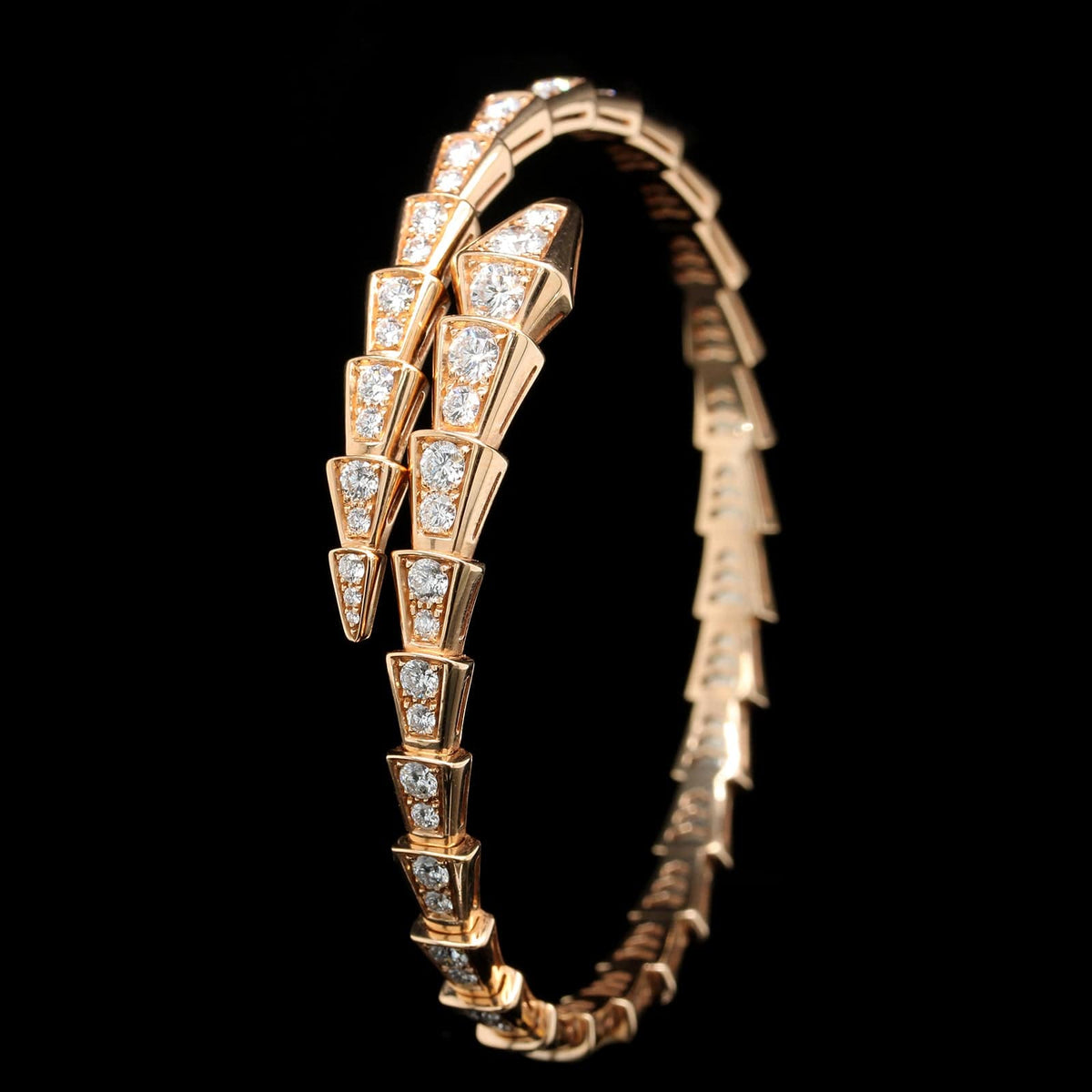 Serpenti Viper 18K Rose Gold & Pavè Diamond Bracelet