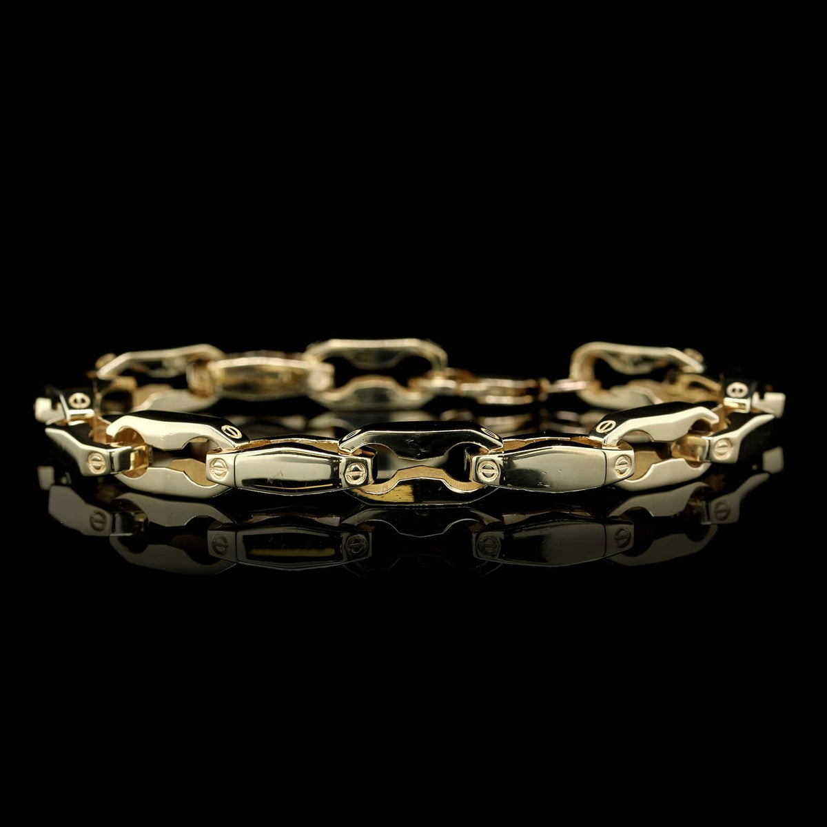 14K Yellow Gold Estate Oval Fancy Link Bracelet