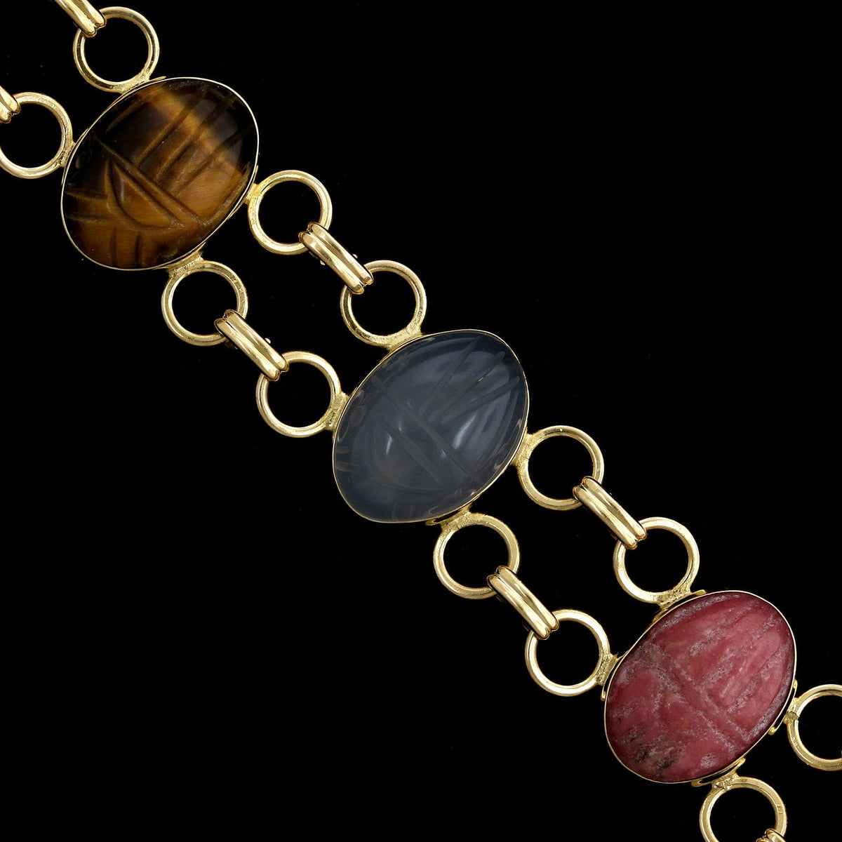 14K Yellow Gold Estate Gem-set Scarab Bracelet