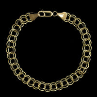 14K Yellow Gold Estate Double Link Charm Bracelet