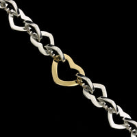 Tiffany & Co. Sterling Silver and 18K Yellow Gold Estate Heart Link Bracelet