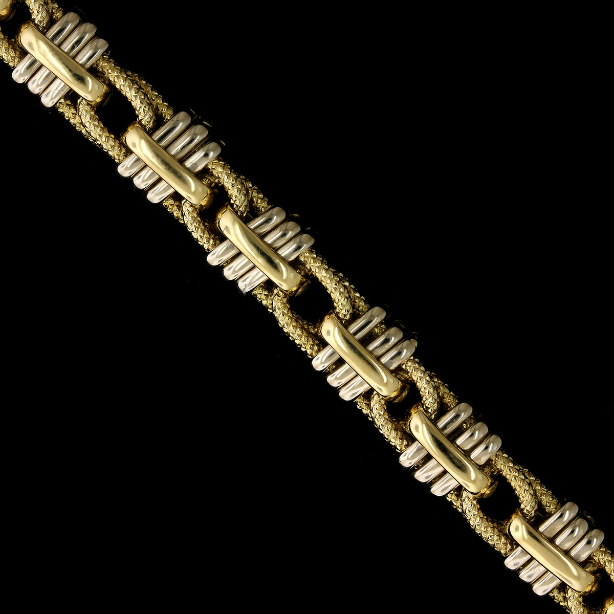 18K Two-Tone Gold Estate Fancy Link Bracelet
