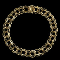 14K Yellow Gold Estate Double Link Charm Bracelet