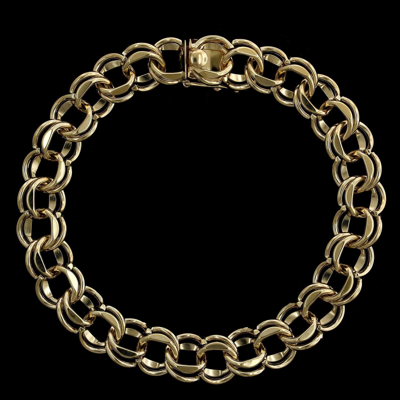 14K Yellow Gold Estate Double Link Charm Bracelet