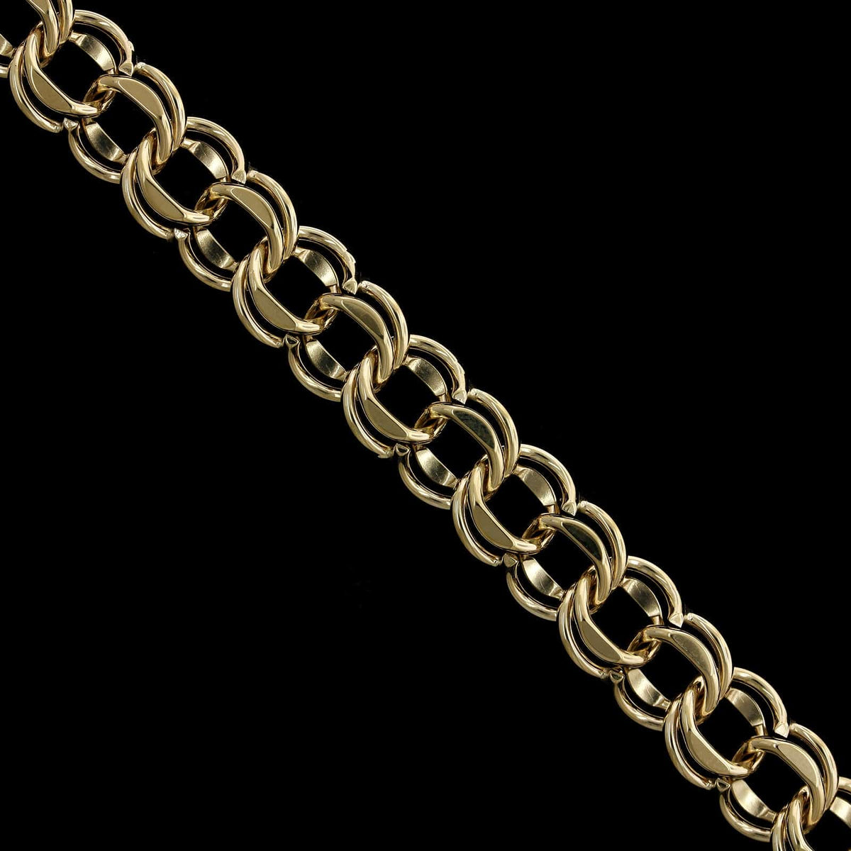 14K Yellow Gold Estate Double Link Charm Bracelet