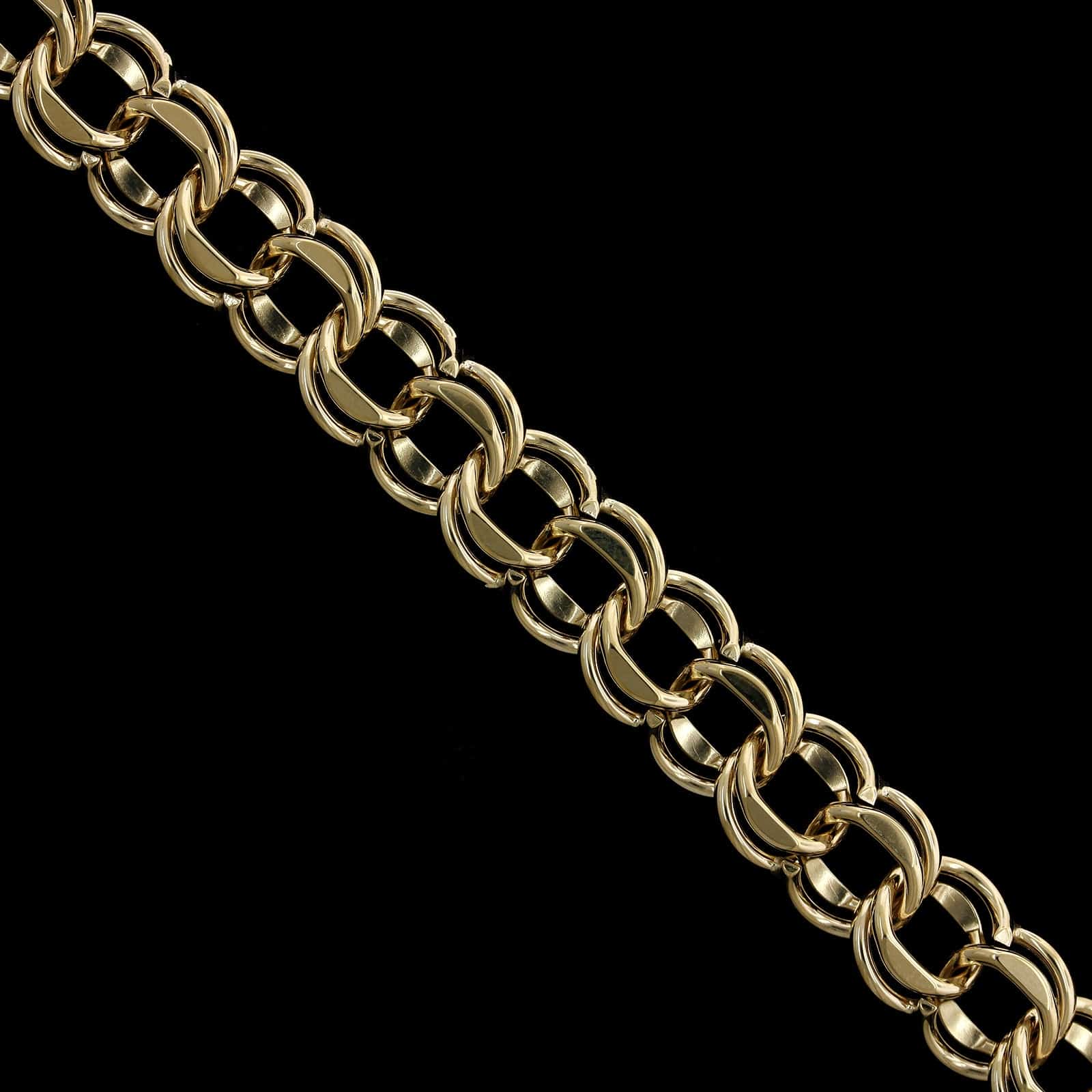 14K Yellow Gold Estate Double Link Charm Bracelet